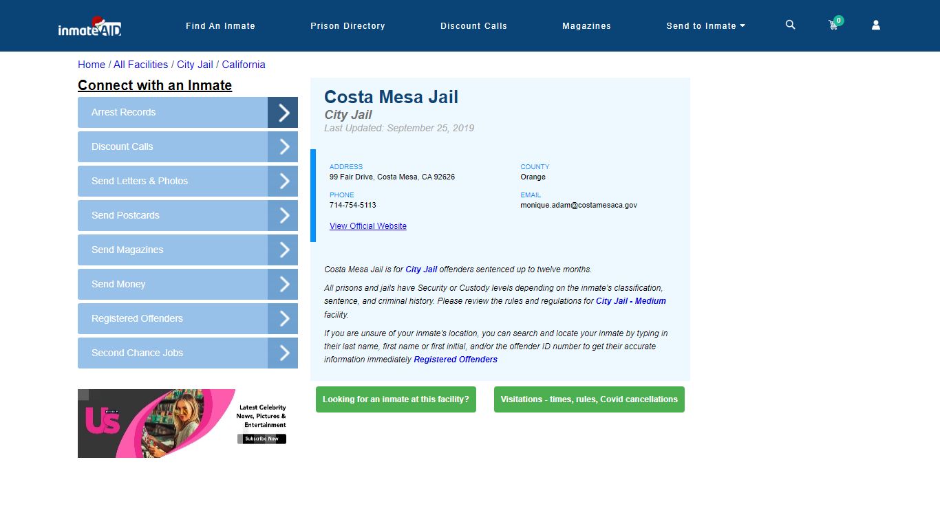 Costa Mesa Jail | Inmate Locator